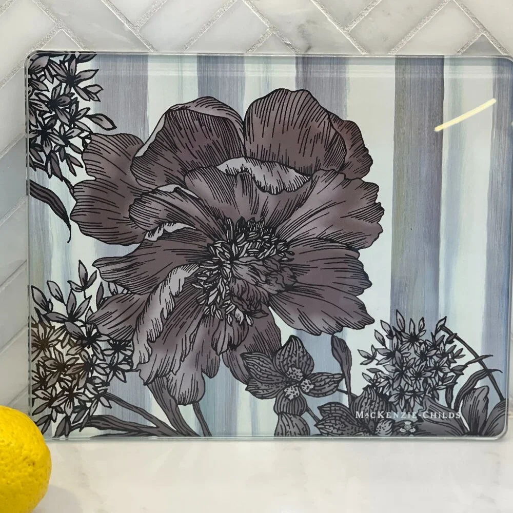 MacKenzie-Childs Sterling Garden Glass Worktop Saver / Serving Board